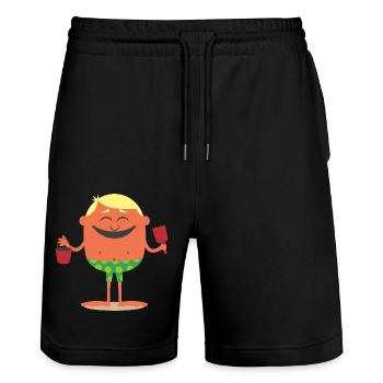 Sommer - Stanley/Stella Unisex Bio Joggingshorts Trainer  - Schwarz - Vorne - Nik (191cm) & Marisol (170cm)