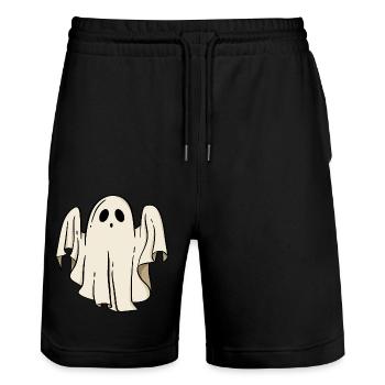 Geist Halloween - Stanley/Stella Unisex Bio Joggingshorts Trainer  - Schwarz - Vorne - Nik (191cm) & Marisol (170cm)