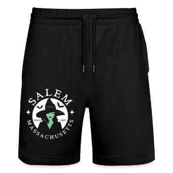 Salem, Hexenhexen Halloween - Stanley/Stella Unisex Bio Joggingshorts Trainer  - Schwarz - Vorne - Nik (191cm) & Marisol (170cm)
