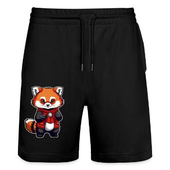Petit panda comique rouge - Short de jogging bio TRAINER Stanley/Stella unisexe - noir - Devant - Nik (191cm) & Marisol (170cm)
