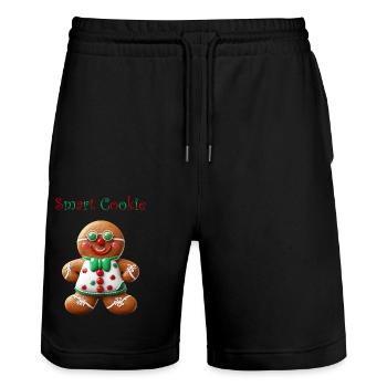 Gingerbread Man Design - Stanley/Stella Trainer Unisex Organic Jogging Shorts - black - Front - Nik (191cm) & Marisol (170cm)