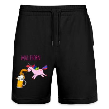 Puking unicorn,unicorn,beer, mallehorn - Stanley/Stella Trainer Unisex Organic Jogging Shorts - black - Front - Nik (191cm) & Marisol (170cm)