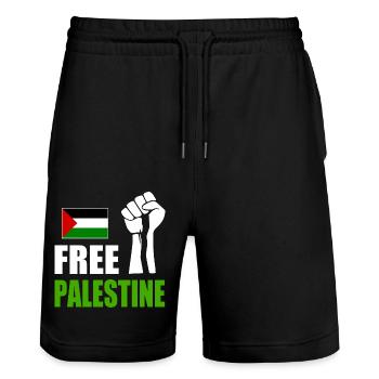 Free palestine - Stanley/Stella Unisex Bio Joggingshorts Trainer  - Schwarz - Vorne - Nik (191cm) & Marisol (170cm)