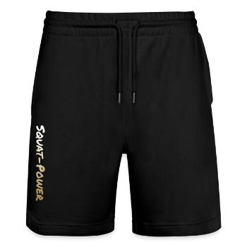 Squat Power 15 - Stanley/Stella Unisex Bio Joggingshorts Trainer  - Schwarz - Vorne - Nik (191cm) & Marisol (170cm)