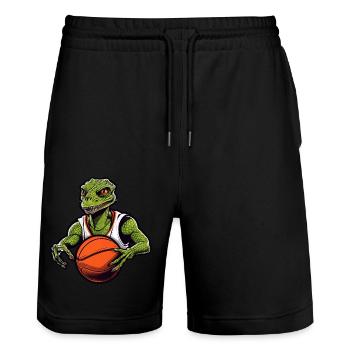 Eidechsen Basketball - Stanley/Stella Unisex Bio Joggingshorts Trainer  - Schwarz - Vorne - Nik (191cm) & Marisol (170cm)
