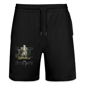 Embrace the forest - Stanley/Stella Unisex Bio Joggingshorts Trainer  - Schwarz - Vorne - Nik (191cm) & Marisol (170cm)