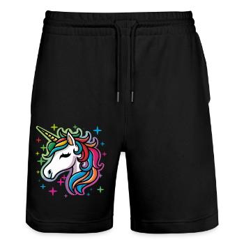 Licorne - Short de jogging bio TRAINER Stanley/Stella unisexe - noir - Devant - Nik (191cm) & Marisol (170cm)
