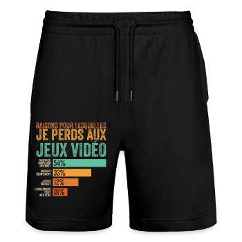 Gamer, ich verliere bei Videospielen - Stanley/Stella Unisex Bio Joggingshorts Trainer  - Schwarz - Vorne - Nik (191cm) & Marisol (170cm)