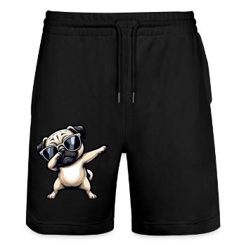 Dog Pug Cool Dab Dabbing - Stanley/Stella Trainer Unisex Organic Jogging Shorts - black - Front - Nik (191cm) & Marisol (170cm)