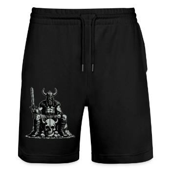 Viking avec épée et corbeau sur le crâne - Short de jogging bio TRAINER Stanley/Stella unisexe - noir - Devant - Nik (191cm) & Marisol (170cm)