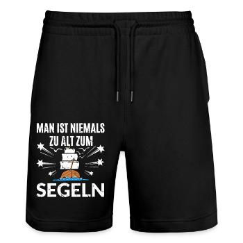 Segeln Segler - Stanley/Stella Unisex Bio Joggingshorts Trainer  - Schwarz - Vorne - Nik (191cm) & Marisol (170cm)