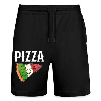 Italien Pizza - Stanley/Stella Unisex Bio Joggingshorts Trainer  - Schwarz - Vorne - Nik (191cm) & Marisol (170cm)