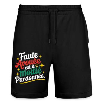 Faute avouée est à moitié pardonnée - Short de jogging bio TRAINER Stanley/Stella unisexe - noir - Devant - Nik (191cm) & Marisol (170cm)