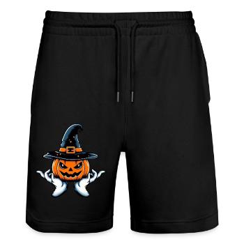 Halloween Pumpkin Witch Hat Creepy - Stanley/Stella Trainer Unisex Organic Jogging Shorts - black - Front - Nik (191cm) & Marisol (170cm)