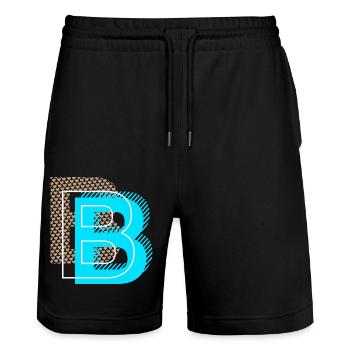 Cooler Buchstabe B - Stanley/Stella Unisex Bio Joggingshorts Trainer  - Schwarz - Vorne - Nik (191cm) & Marisol (170cm)