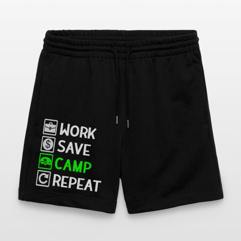 Work, Save, Camp, Repeat - Camping Spruch Stanley/Stella Unisex Bio Joggingshorts Trainer 