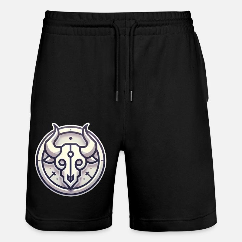 Minimalistisches Bullenschädel-Abzeichen-Design - Stanley/Stella Unisex Bio Joggingshorts Trainer  - Schwarz