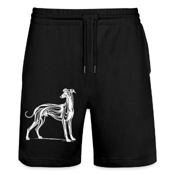 Windhund Greyhound - Stanley/Stella Unisex Bio Joggingshorts Trainer  - Schwarz - Vorne - Nik (191cm) & Marisol (170cm)