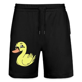 Ente Enten Kinder Kind Baby - Stanley/Stella Unisex Bio Joggingshorts Trainer  - Schwarz - Vorne - Nik (191cm) & Marisol (170cm)