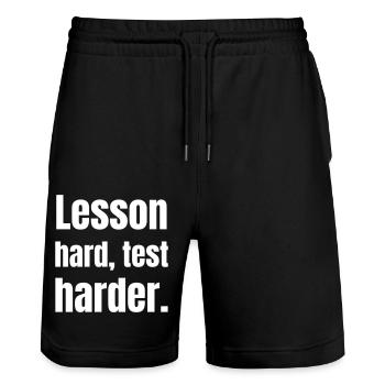 Teachers at school - Stanley/Stella Trainer Unisex Organic Jogging Shorts - black - Front - Nik (191cm) & Marisol (170cm)