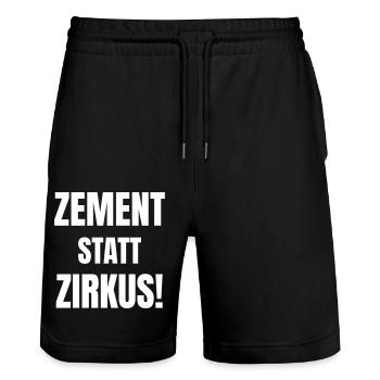 Cement instead of circus! - Stanley/Stella Trainer Unisex Organic Jogging Shorts - black - Front - Nik (191cm) & Marisol (170cm)