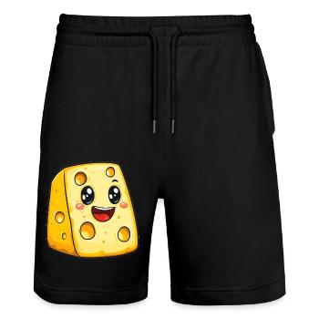 Süßer Käse mit Gesicht - Stanley/Stella Unisex Bio Joggingshorts Trainer  - Schwarz - Vorne - Nik (191cm) & Marisol (170cm)