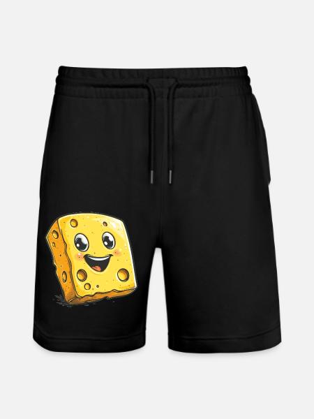 Laughing Cheese Cartoon - Stanley/Stella Trainer Unisex Organic Jogging Shorts - black