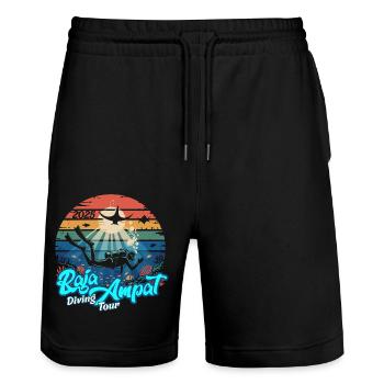 Plongée sous-marine RajaAmpat 2025 - Short de jogging bio TRAINER Stanley/Stella unisexe - noir - Devant - Nik (191cm) & Marisol (170cm)