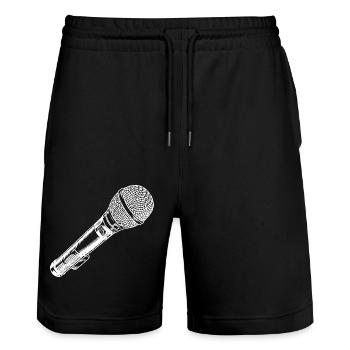 Mikrofon Hand gezeichnet - Stanley/Stella Unisex Bio Joggingshorts Trainer  - Schwarz - Vorne - Nik (191cm) & Marisol (170cm)