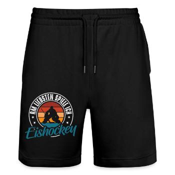 Eishockey - Stanley/Stella Unisex Bio Joggingshorts Trainer  - Schwarz - Vorne - Nik (191cm) & Marisol (170cm)