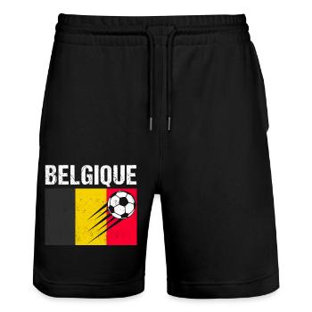 Belgium flag belgian football gift - Stanley/Stella Trainer Unisex Organic Jogging Shorts - black - Front - Nik (191cm) & Marisol (170cm)