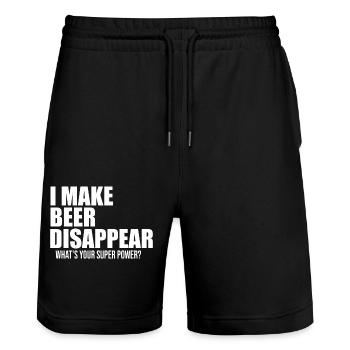 I make beer disappear funny quote - Stanley/Stella Trainer Unisex Organic Jogging Shorts - black - Front - Nik (191cm) & Marisol (170cm)