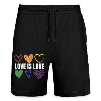 PRIDE Love is love white - Stanley/Stella Unisex Bio Joggingshorts Trainer  - Schwarz - Vorne - Nik (191cm) & Marisol (170cm)