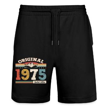 50ème Anniversaire Année 1975 Cru 1975 Original - Short de jogging bio TRAINER Stanley/Stella unisexe - noir - Devant - Nik (191cm) & Marisol (170cm)