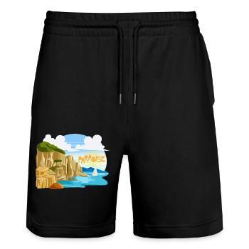 Summer Beach Sea - Stanley/Stella Trainer Unisex Organic Jogging Shorts - black - Front - Nik (191cm) & Marisol (170cm)