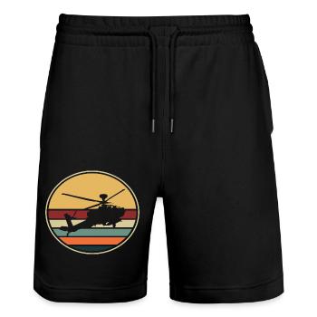 Helicopter Helicopter Retro Pilot - Stanley/Stella Trainer Unisex Organic Jogging Shorts - black - Front - Nik (191cm) & Marisol (170cm)