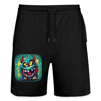 Niedliches kleines Monster - Stanley/Stella Unisex Bio Joggingshorts Trainer  - Schwarz - Vorne - Nik (191cm) & Marisol (170cm)