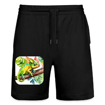 Doux caméléon - Short de jogging bio TRAINER Stanley/Stella unisexe - noir - Devant - Nik (191cm) & Marisol (170cm)