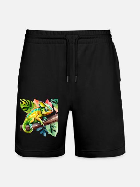 Cute little chameleon - Stanley/Stella Trainer Unisex Organic Jogging Shorts - black