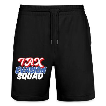 tax evasion squad - Stanley/Stella Trainer Unisex Organic Jogging Shorts - black - Front - Nik (191cm) & Marisol (170cm)