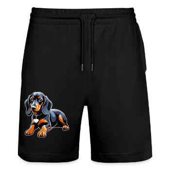 Mignon teckel chien - Short de jogging bio TRAINER Stanley/Stella unisexe - noir - Devant - Nik (191cm) & Marisol (170cm)
