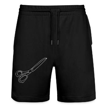 Schneider Scissors Handmade - Stanley/Stella Trainer Unisex Organic Jogging Shorts - black - Front - Nik (191cm) & Marisol (170cm)
