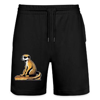 Suricate mignon - Short de jogging bio TRAINER Stanley/Stella unisexe - noir - Devant - Nik (191cm) & Marisol (170cm)