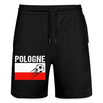 Flag Poland Gift Polish Football Football - Stanley/Stella Trainer Unisex Organic Jogging Shorts - black - Front - Nik (191cm) & Marisol (170cm)