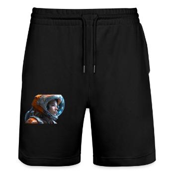 Astronautin - Stanley/Stella Unisex Bio Joggingshorts Trainer  - Schwarz - Vorne - Nik (191cm) & Marisol (170cm)