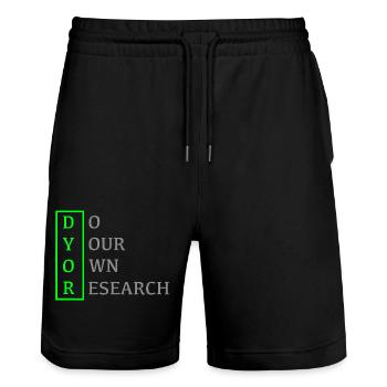 DYOR - Do Your Own Research - Stanley/Stella Unisex Bio Joggingshorts Trainer  - Schwarz - Vorne - Nik (191cm) & Marisol (170cm)