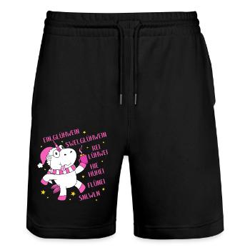 Glühweinhorn Weihnachtsmarkt Coole Lustige Sprüche - Stanley/Stella Unisex Bio Joggingshorts Trainer  - Schwarz - Vorne - Nik (191cm) & Marisol (170cm)