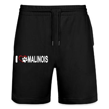 Ich Liebe Malinois - Stanley/Stella Unisex Bio Joggingshorts Trainer  - Schwarz - Vorne - Nik (191cm) & Marisol (170cm)
