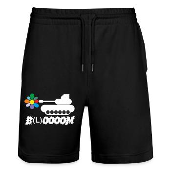 Blüte-Boom - Stanley/Stella Unisex Bio Joggingshorts Trainer  - Schwarz - Vorne - Nik (191cm) & Marisol (170cm)