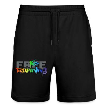 freerunning cityparkour PARKOUR freerun-rainbow - Stanley/Stella Unisex Bio Joggingshorts Trainer  - Schwarz - Vorne - Nik (191cm) & Marisol (170cm)